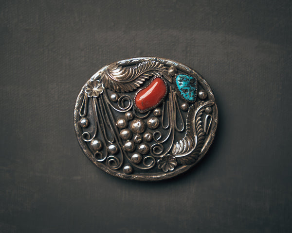 Vintage Richard Begay Berries Silver Buckle