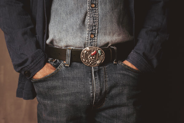 Vintage Richard Begay Berries Silver Buckle